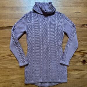 Purple cable knit turtle neck long sleeve sweater dress SIZE S